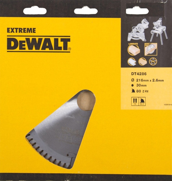 Диск пильный по дереву DeWalt Extreme 216/30 1.8/2.6 80 TFZ-5° DT4286-QZ