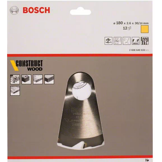 Диск пильный Bosch STD Construct Wood 180*30*12T 2608640632