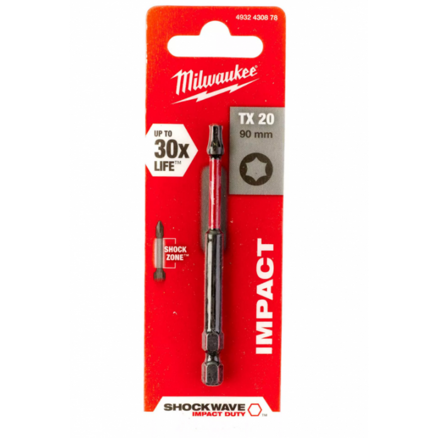 Насадка Milwaukee Shockwave TX20 90мм 4932430878 бита milwaukee pz 2х50 shockwave