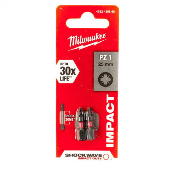 Насадка Milwaukee Shockwave PZ1 25мм 2шт 4932430860 биты milwaukee shockwave pz1 25 мм 2 шт 4932430860