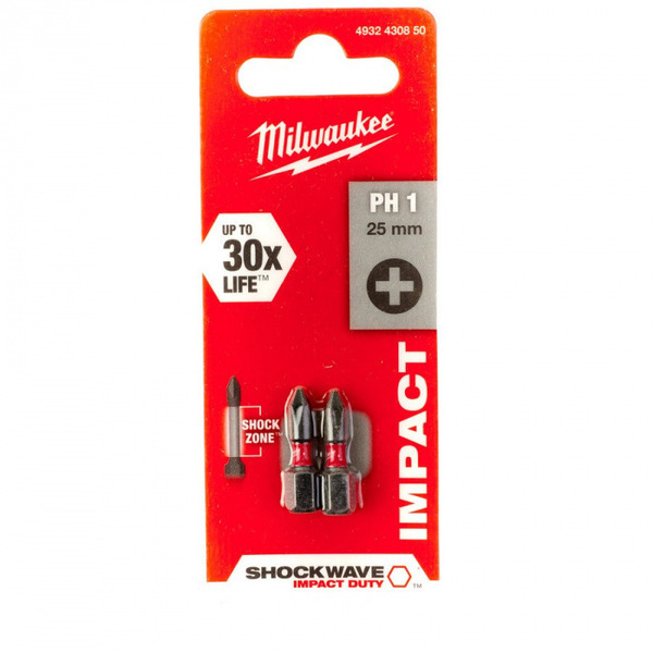 Насадка Milwaukee Shockwave PH1 25мм 2шт 4932430850 milwaukee насадка milwaukee shockwave hex6 25мм 2шт 4932430897