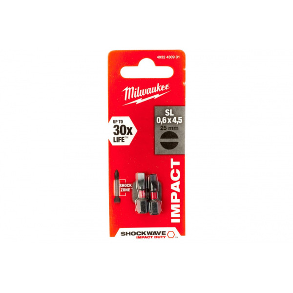 Насадка Milwaukee Shockwave SL0,6*4,5 25мм 2шт 4932430901