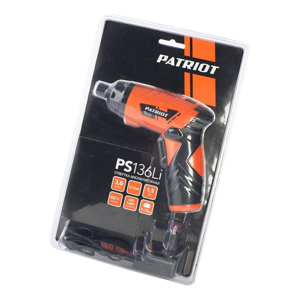 Аккумуляторная отвертка Patriot PS 136 (комплект бит) 180201303