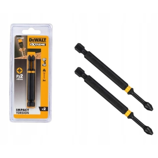 Биты ударные DeWalt Impact Torsion PZ2 85мм 2шт DT70566T-QZ dewalt биты ударные dewalt impact torsion t25 85мм 2шт dt70569t qz