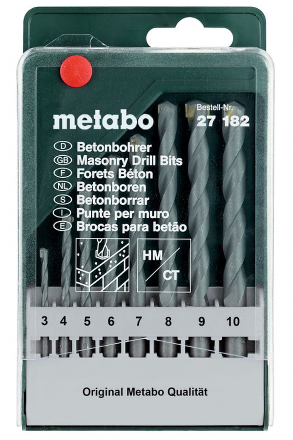 Набор сверл Metabo (8шт) classic HM 3-10мм 627182000