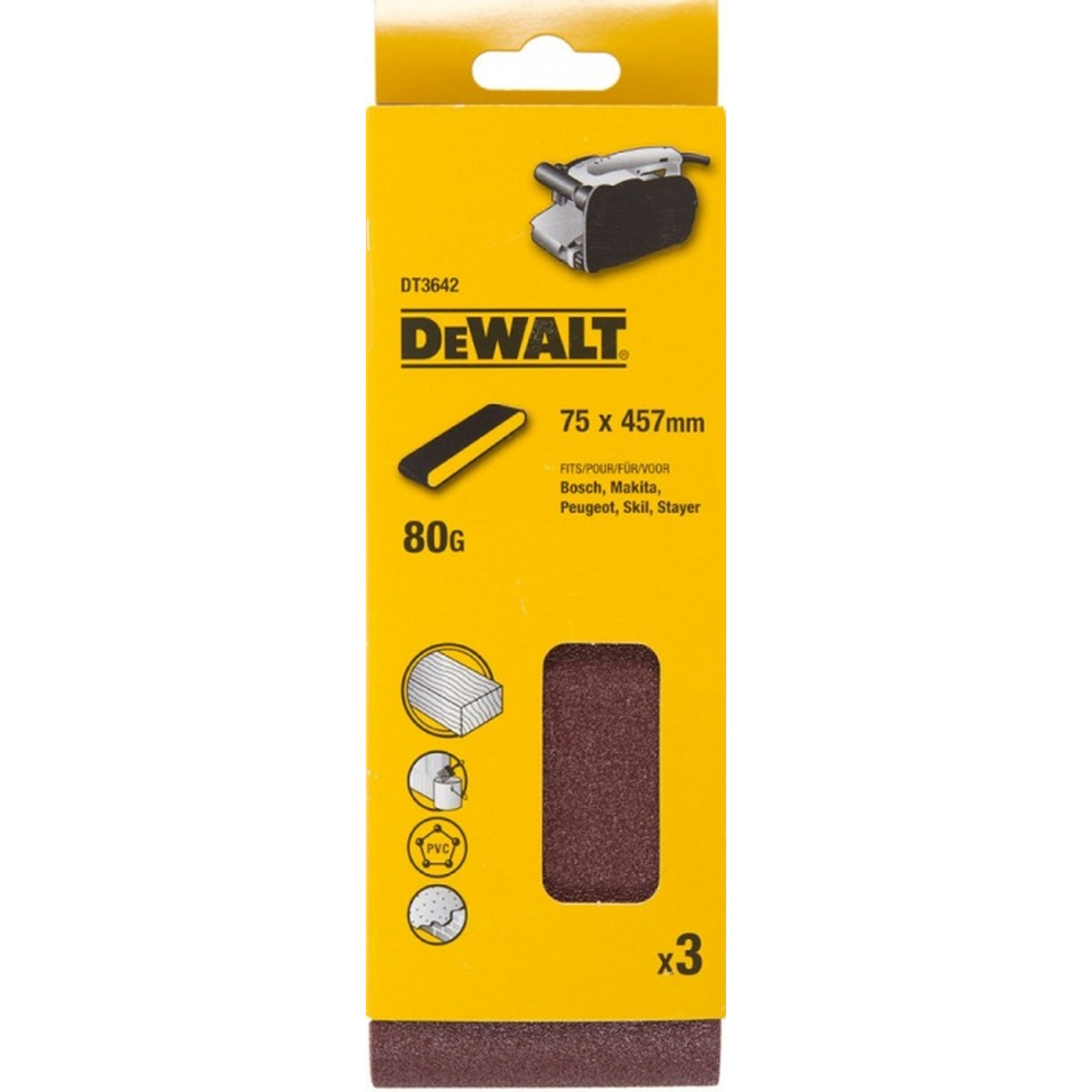 Лента шлифовальная DeWalt 75*457 80G DT3642-QZ