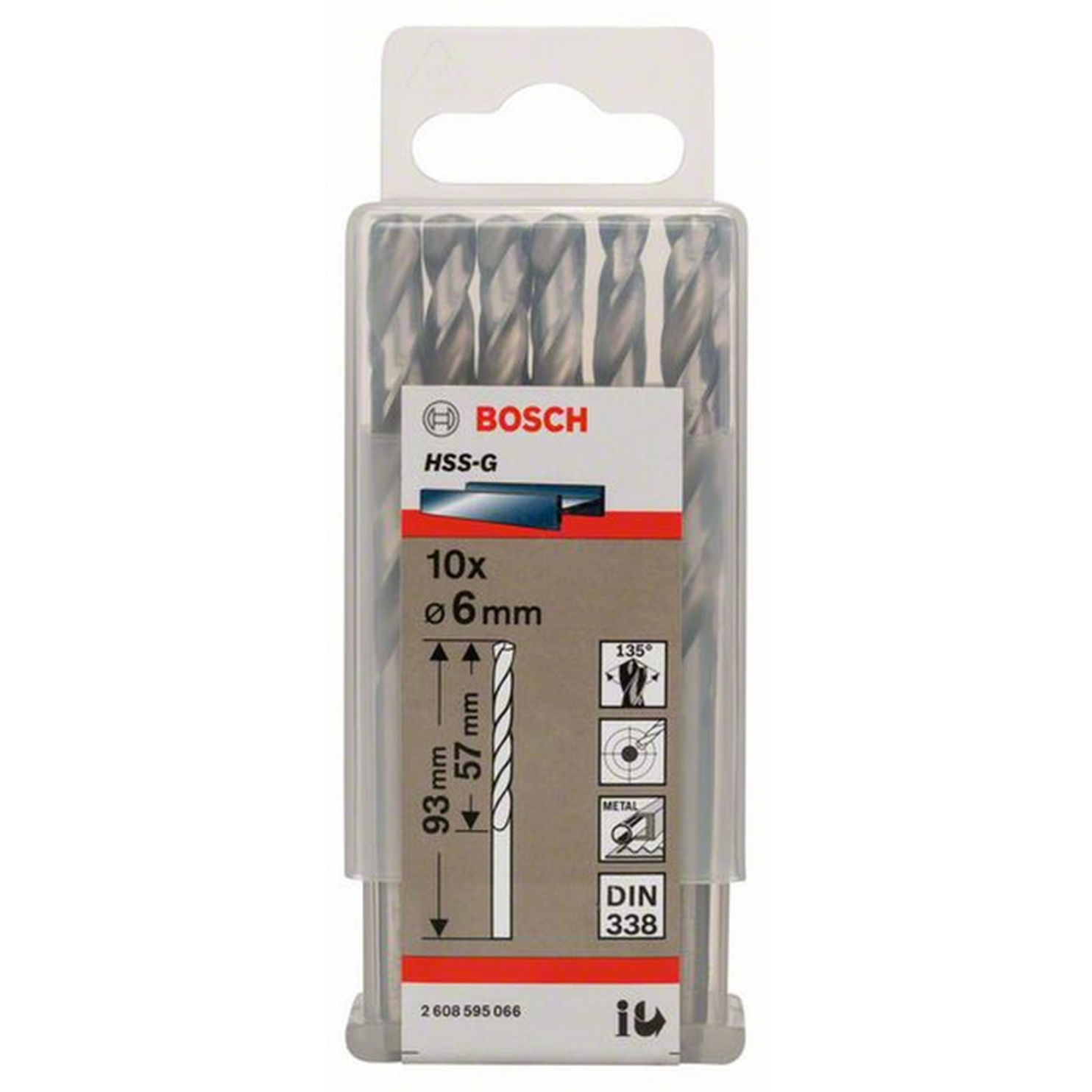 Сверло по металлу Bosch Eco 10 HSS-G 6мм 2608595066 сверло по металлу bosch eco 10 hss g 5мм 2608595062