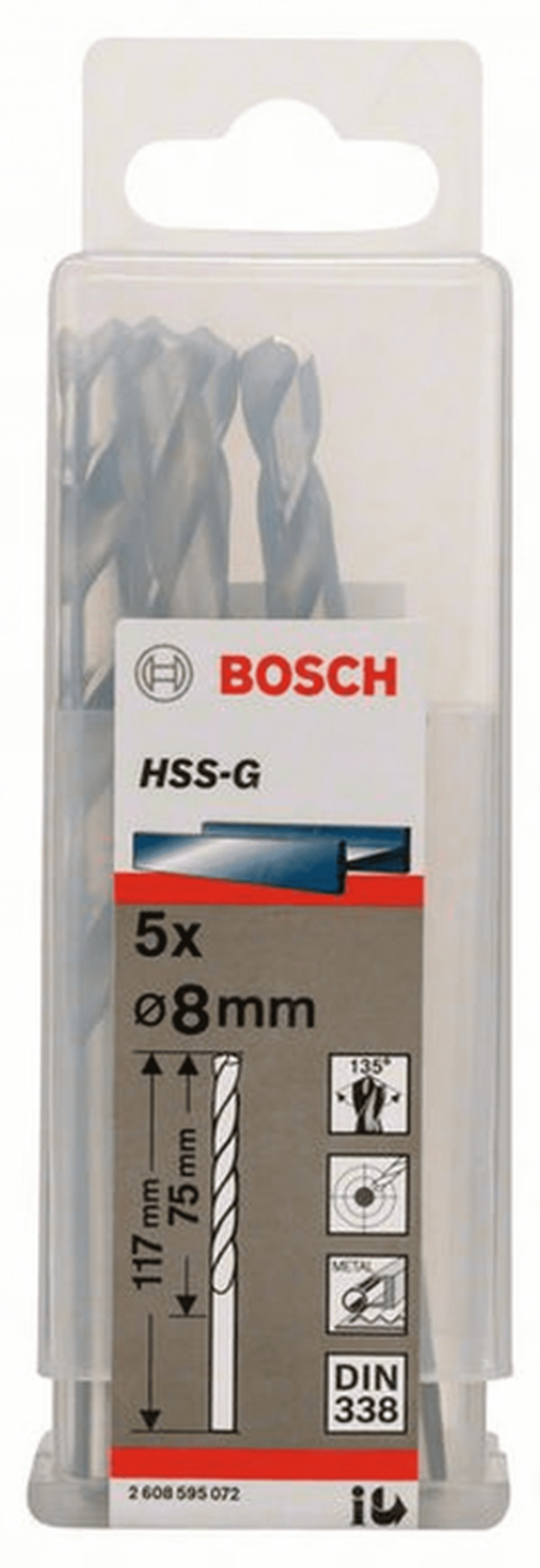 Сверло по металлу Bosch Eco 5 HSS-G 8мм 2608595072