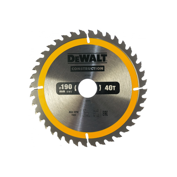 Диск пильный по дереву DeWalt Construct 190/30 40 ATB +10° DT1945-QZ пильн диск extreme п дер 190 30 1 8 2 6 40 wz10° dewalt