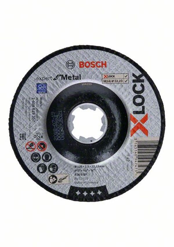 Круг отрезной по металлу Bosch X-Lock Expert 125*2,5*22,23мм 2608619257