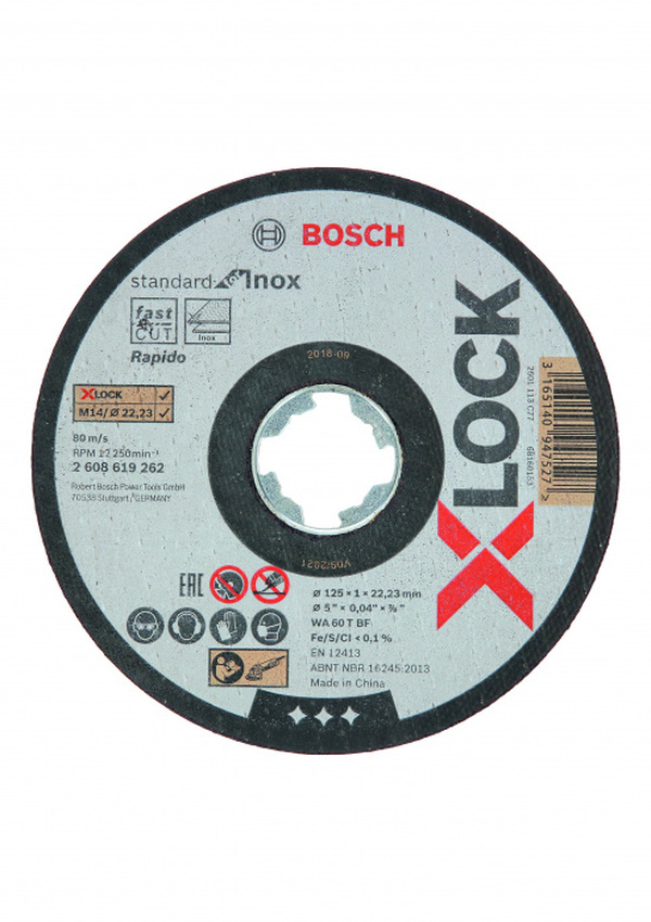 Круг отрезной Bosch X-Lock for Inox 125*1,0*22,23мм 2608619262