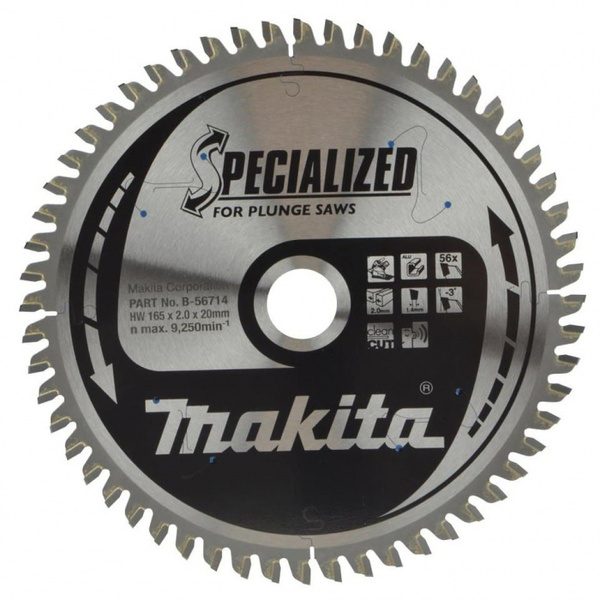 Диск пильный по алюминию Makita 165*20*1,4*56 (для DSP600) B-56714