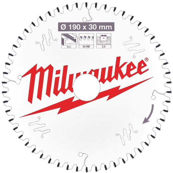 Диск пильный по алюминию Milwaukee 190*30*2,4*54 4932471303 диск пильный по алюминию makita standard 260 30 1 8 100t d 03975