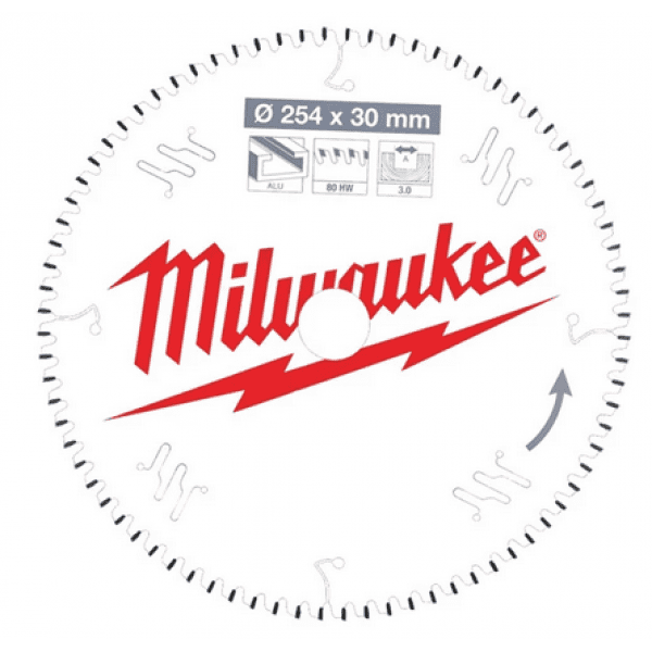 Диск пильный по алюминию Milwaukee 254*30*3,0*80 4932471318