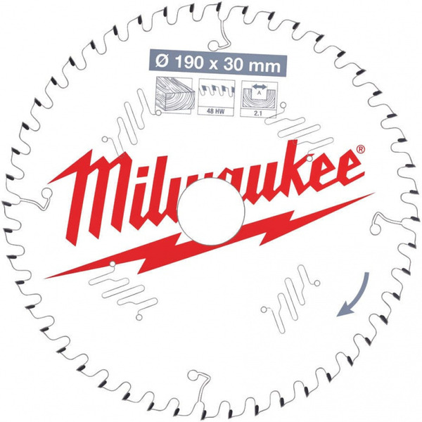 Диск пильный по дереву Milwaukee 190*30*2,1*48 4932471380 диск пильный по дереву milwaukee 165 20 2 2 48 4932471295