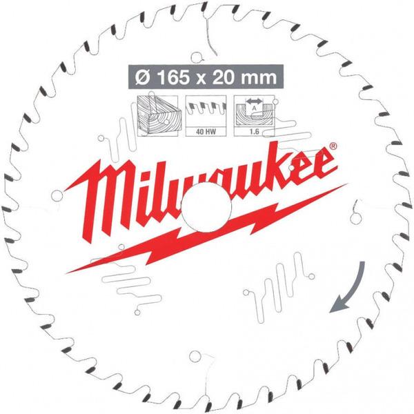 Диск пильный по дереву Milwaukee 165*20*1.6*40 4932471932