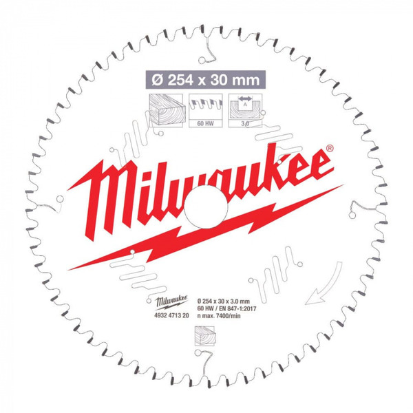 Диск пильный по дереву Milwaukee 254*30*3,0*60 4932471320 диск пильный по дереву milwaukee 190 30 2 1 48 4932471380