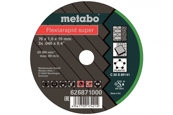 Круг отрезной по стали Metabo Flexiarapid 76*1,0мм 626871000