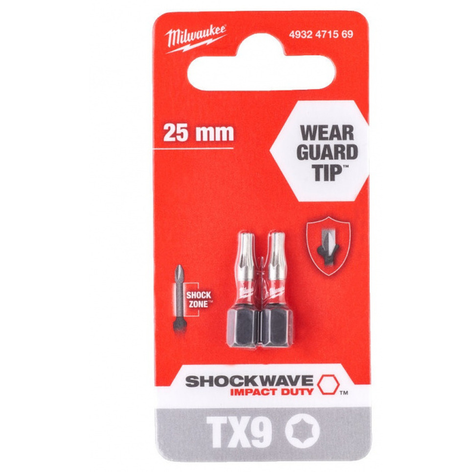 Насадка Milwaukee Shockwave TX9 25мм 2шт 4932471569 milwaukee насадка milwaukee shockwave hex6 25мм 2шт 4932430897