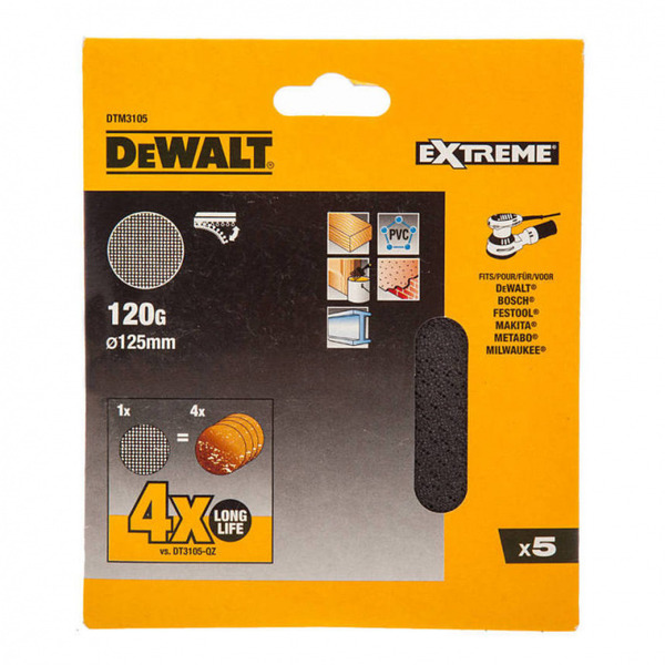 Круг шлифовальный сетчатый DeWalt 125мм 120G 5шт DTM3105-QZ