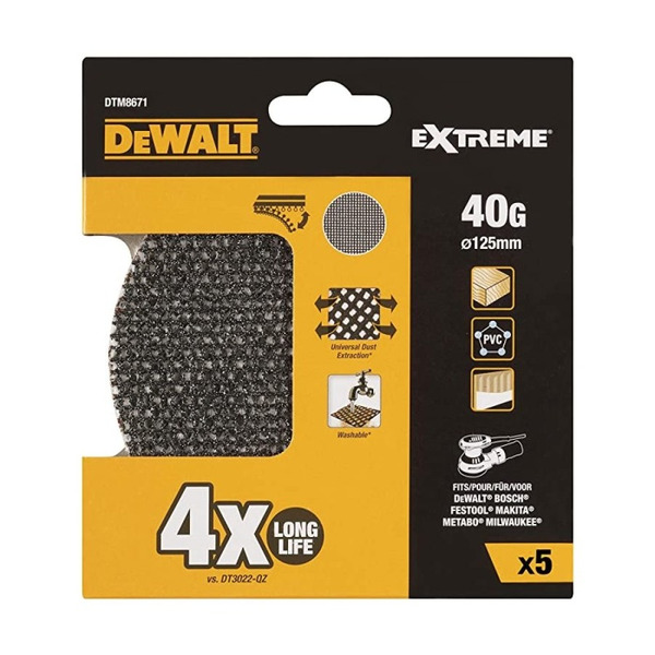 Круг шлифовальный сетчатый DeWalt 125мм 40G 5шт DTM8671-QZ