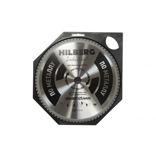 Диск пильный по металлу Hilberg 350*80T*25,4мм HF350 диск пильный по алюминию hilberg 216 80t 30мм ha216