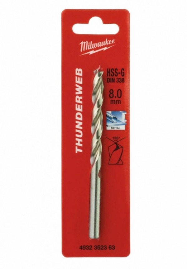 Сверло по металлу Milwaukee Thunderweb HSS-G 8,0*75*117мм 4932352363