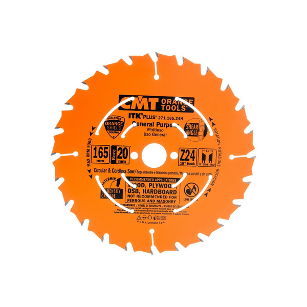 Диск пильный по дереву CMT 165*20  +15.87 *1,7/1,1 18" 10" ATB + 8 Shear Z=24 271.165.24H