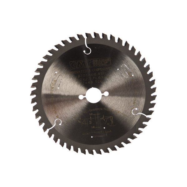 Диск пильный по ЛДСП, МДФ, HDF CMT 160*20*2,2/1,6  10" TCG Z=48  281.160.48H