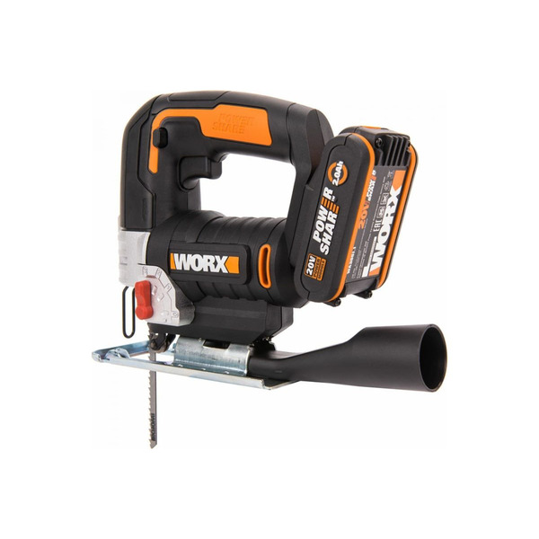 Аккумуляторный лобзик WORX WX543, 20В, 2 Ач х1, кейс лобзик worx wx478 1