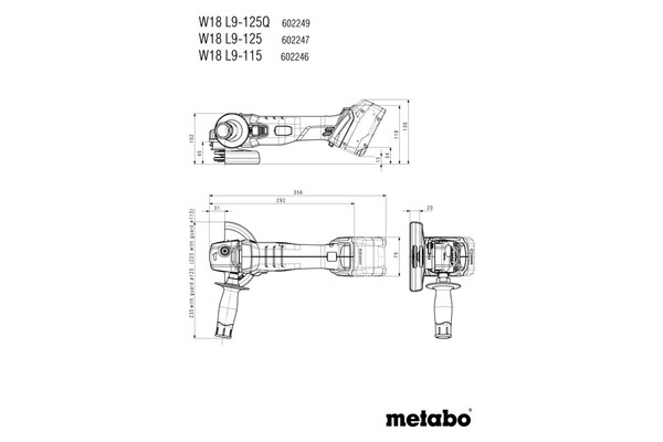 Аккумуляторная угловая шлифовальная машина Metabo W 18 L 9-125  2*4Ач 602247510