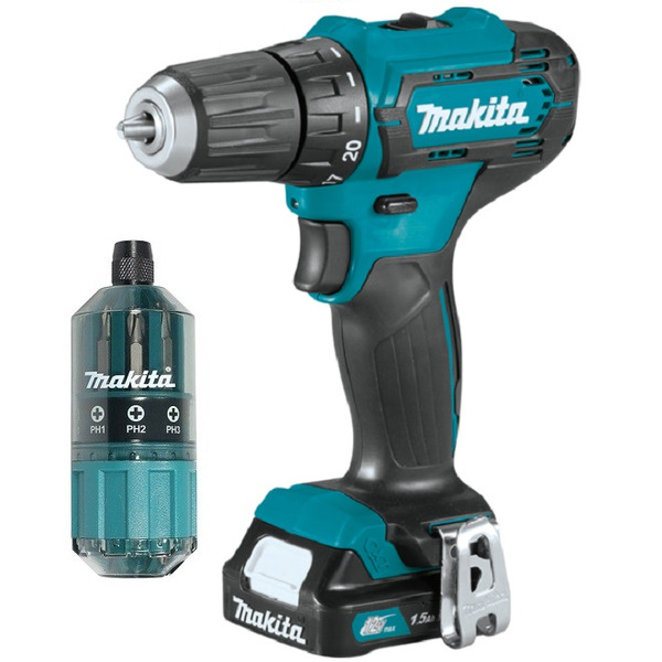 Аккумуляторная дрель-шуруповерт Makita DF333DWYE4 аккумуляторная дрель шуруповерт makita dhp485sye