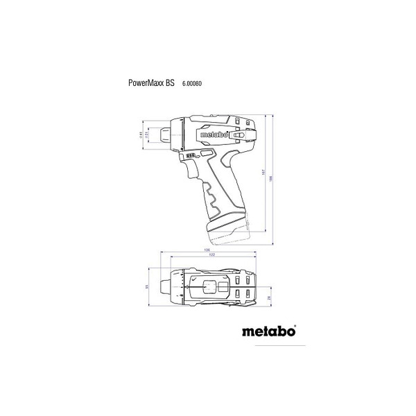 Аккумуляторная дрель-шуруповерт Metabo PowerMaxx BS (картон) 600984000