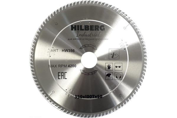 Диск пильный Hilberg 350*100Т*50мм (по дереву) HW356