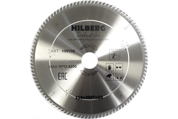 Диск пильный Hilberg 350*100Т*50мм  по дереву  HW356