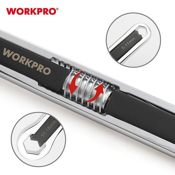 Ключ универсальный регулируемый гаечный WorkPro (5 -11мм,11-16 мм,9/32"-5/8") WP272017