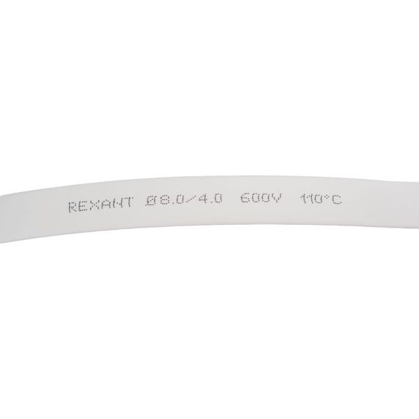 Трубка термоусаживаемая Rexant 8,0/4,0мм, белая, ролик 2,44м 29-0041