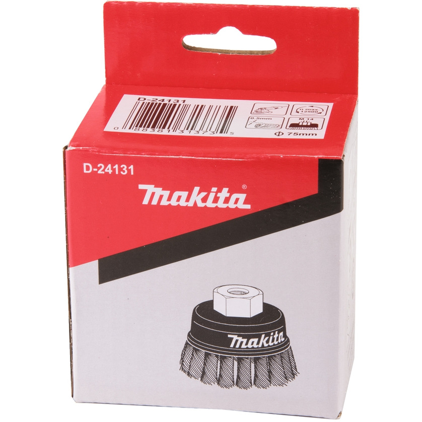 Щетка проволочная чашечная Makita (d75мм, толщ. проволоки 0.5мм, пучки, металл, M14*2) D-24131