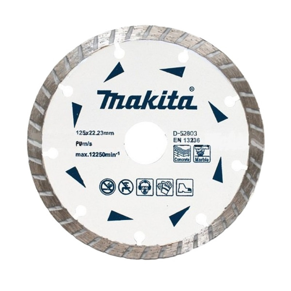 Алмазный диск сплошной Makita Турбо по бетону/мрамору Эконом 125*22,23мм D-52803 алмазный диск сплошной makita турбо по бетону 230 22 23 2 6 7мм b 28036