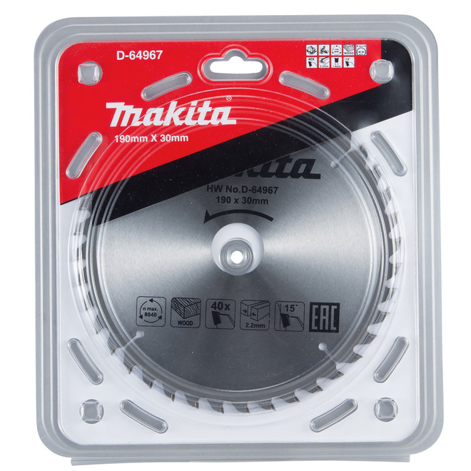Пильный диск для дерева Makita 190*30*2.2/1.4*40T D-64967