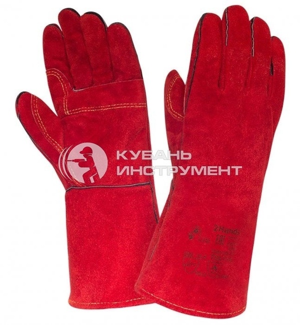 Перчатки Сафети спилковые, красная х/б ткань р-р 11 100 шт/уп 15011