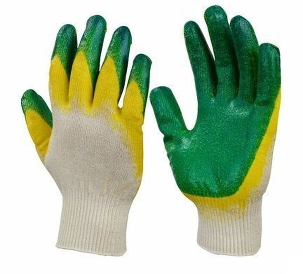 Перчатки трикотажные с двойным латексным покрытием  зеленый  ИП