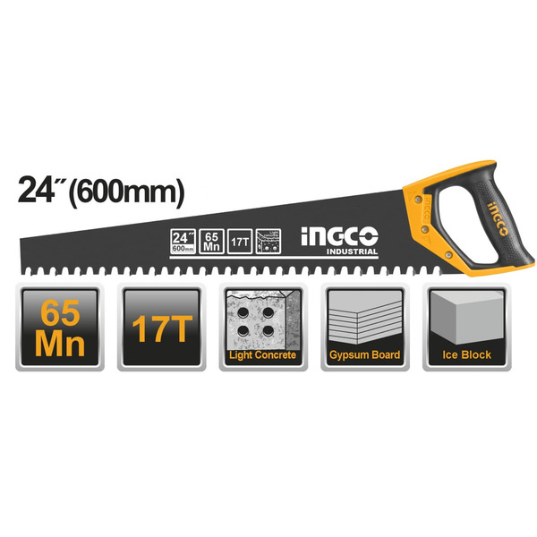 Ножовка по пенобетону INGCO Industrial 600мм HCBS016001 измерительный центр ingco hsr36003 600мм