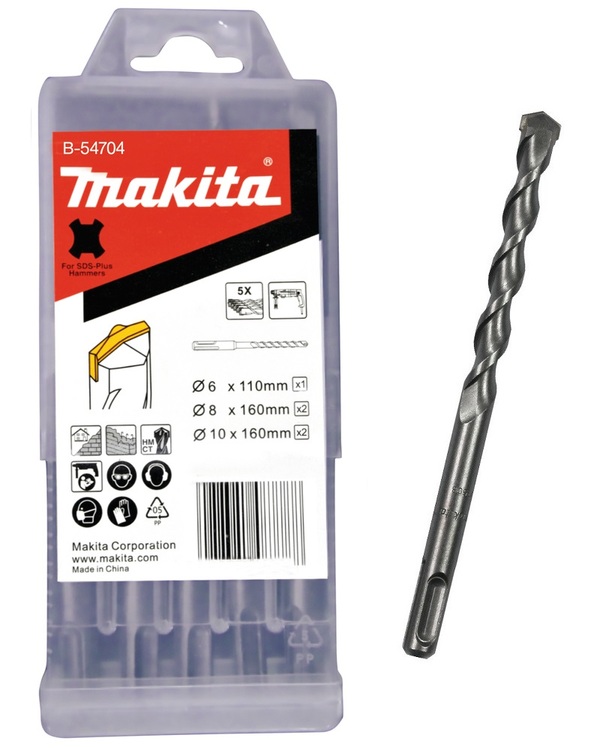 набор оснастки makita b 54704 5 предметов Набор буров Makita SDS-Plus Centering tip 5шт B-54704