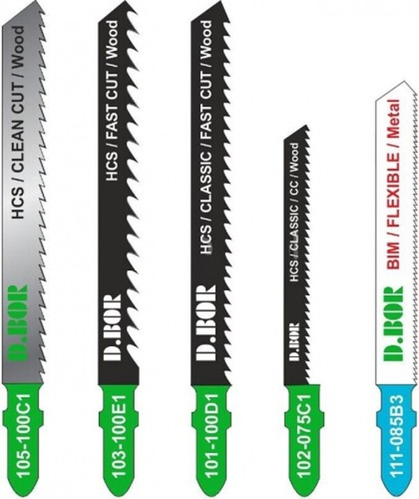 Набор пилок для лобзика Wood and Metal d.Bor (105-100C1, 103-100E1, 101-100D1, 102-075C1, 111-085B3) (5шт) D-193-SET-01-05