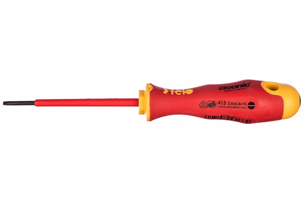 Отвертка диэлектрическая Felo Ergonic SL2,5*75мм 41302590