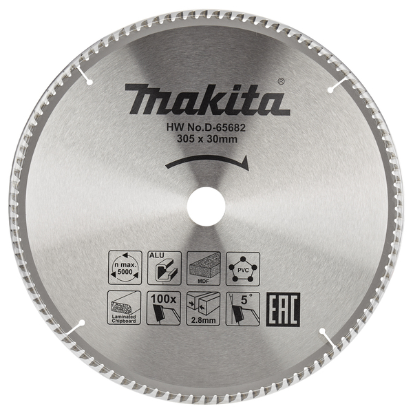 Диск пильный универсальный для алюминия/дерева/пластика Makita 305*30*2.8/2*100T D-65682