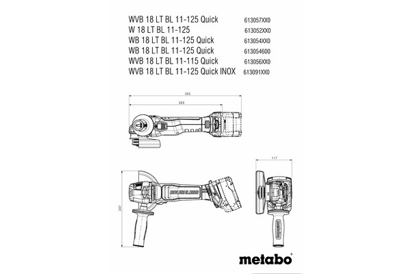 Аккумуляторная угловая шлифовальная машина Metabo WB 18 LT BL 11-125 Quick 613054840