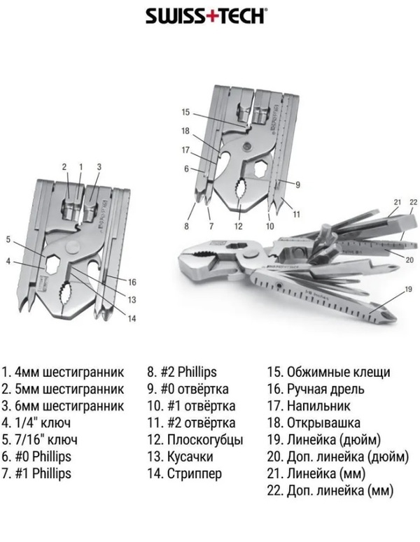 Мультитул SWISS+TECH складной 22-в-1 ST53130