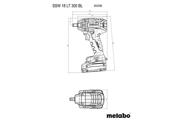 Аккумуляторный гайковерт Metabo SSW 18 LT 300 BL 602398840